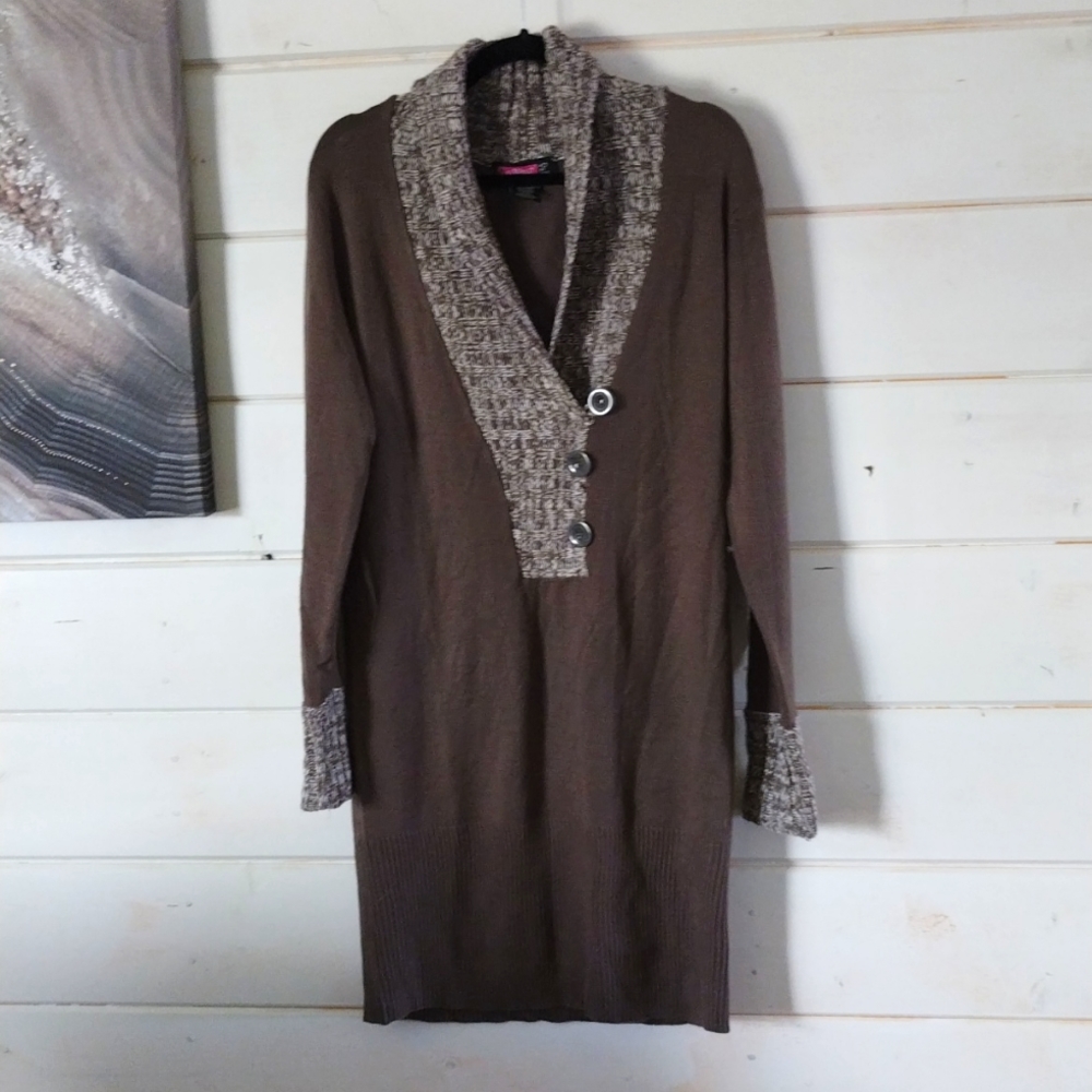 Say What? XL Brown sweater dress